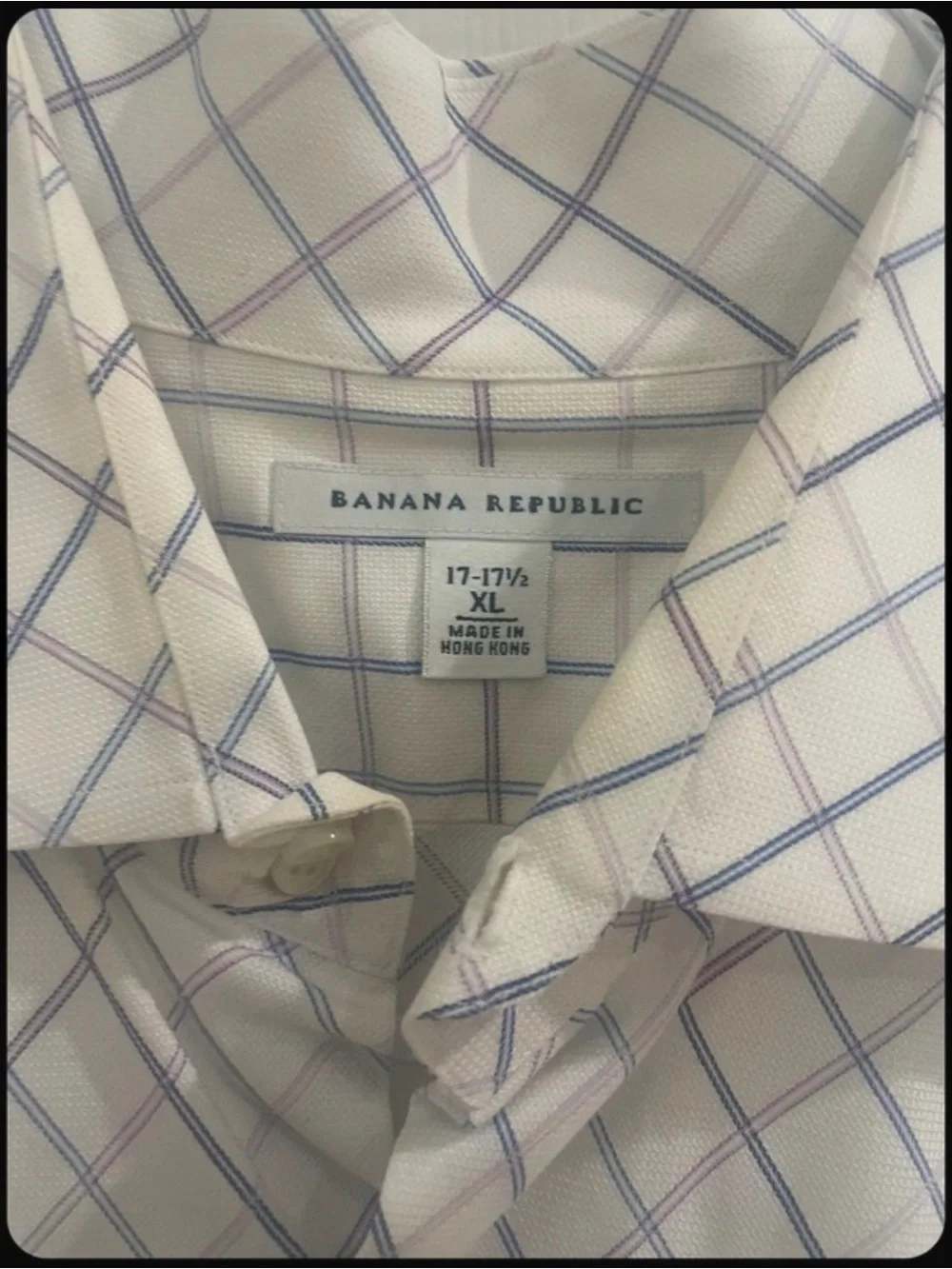 Banana Republic White Shirt with Blue Windowpane Check